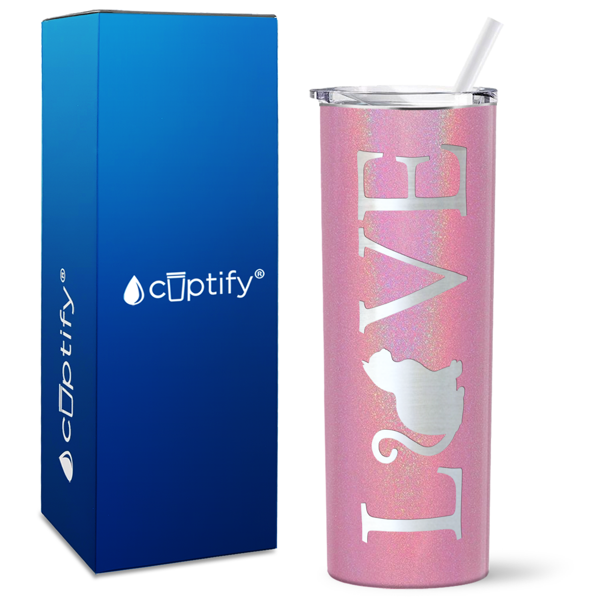 LOVE Cat on 20oz Skinny Tumbler