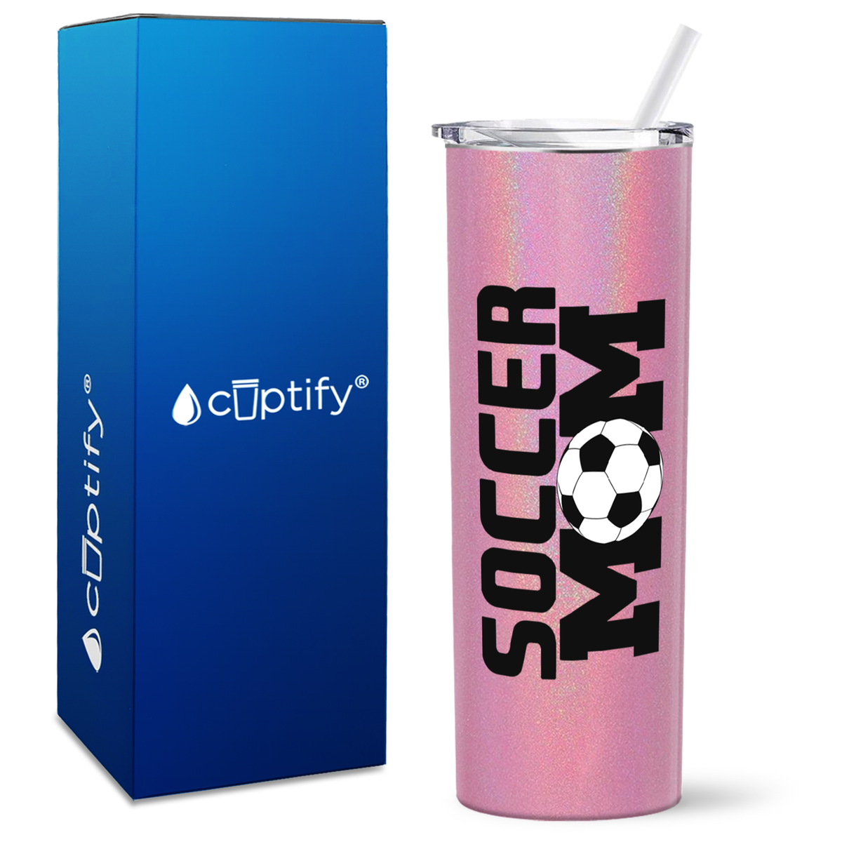 Soccer Ball Mom on 20oz Skinny Tumbler