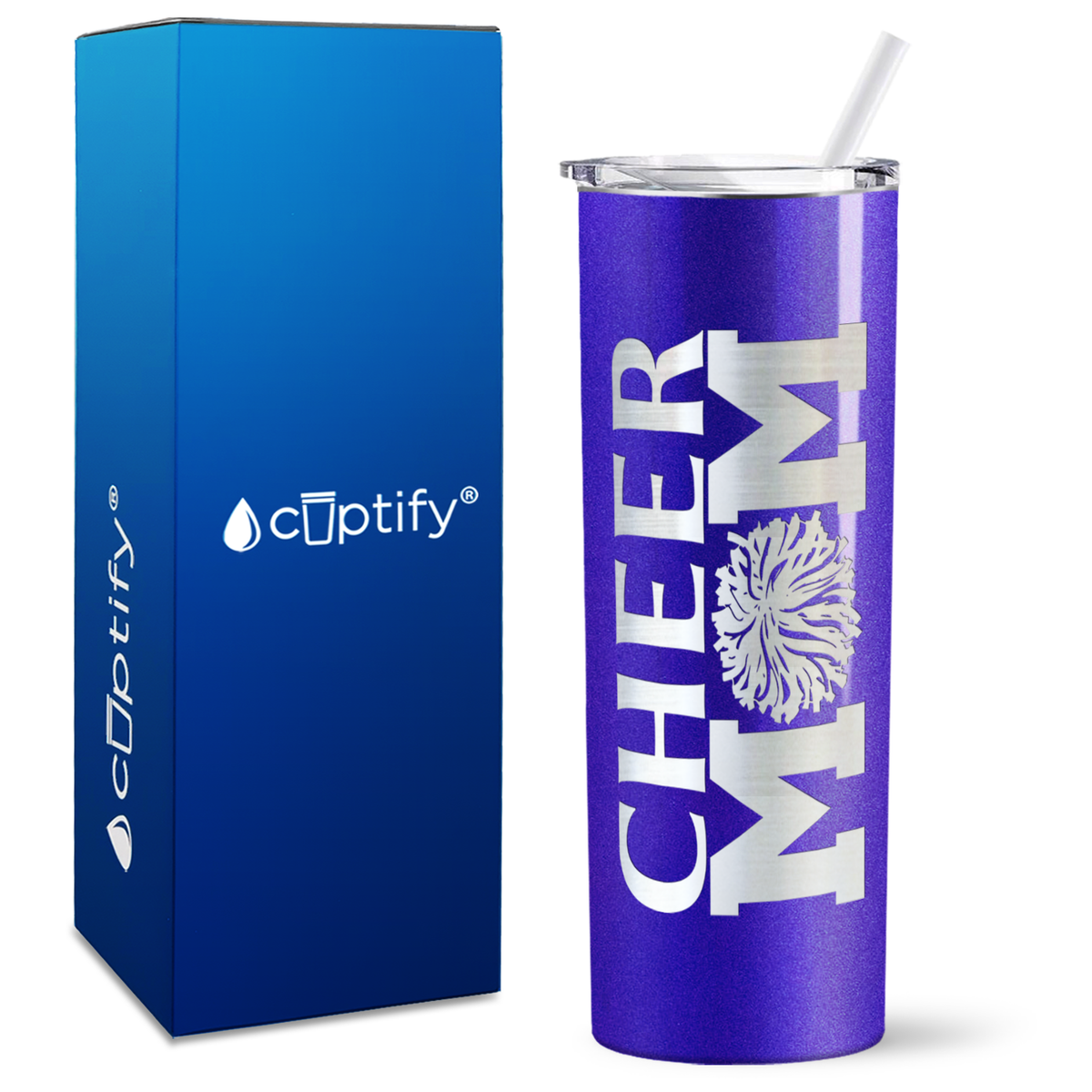 Cheer Mom Pom Pom on 20oz Skinny Tumbler