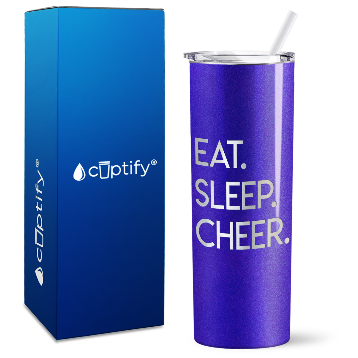 Eat Sleep Cheer on 20oz Skinny Tumbler
