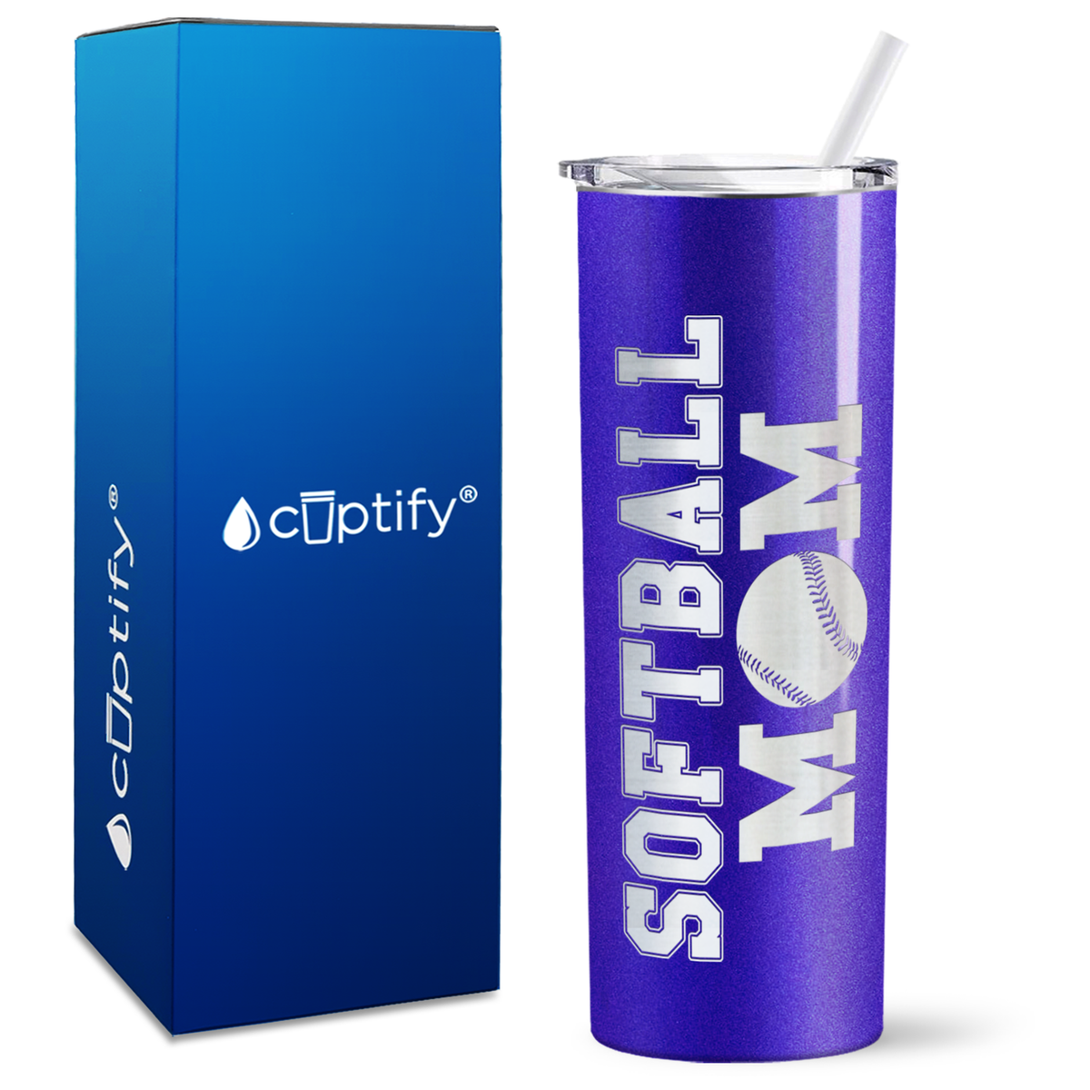 Softball Mom on 20oz Skinny Tumbler