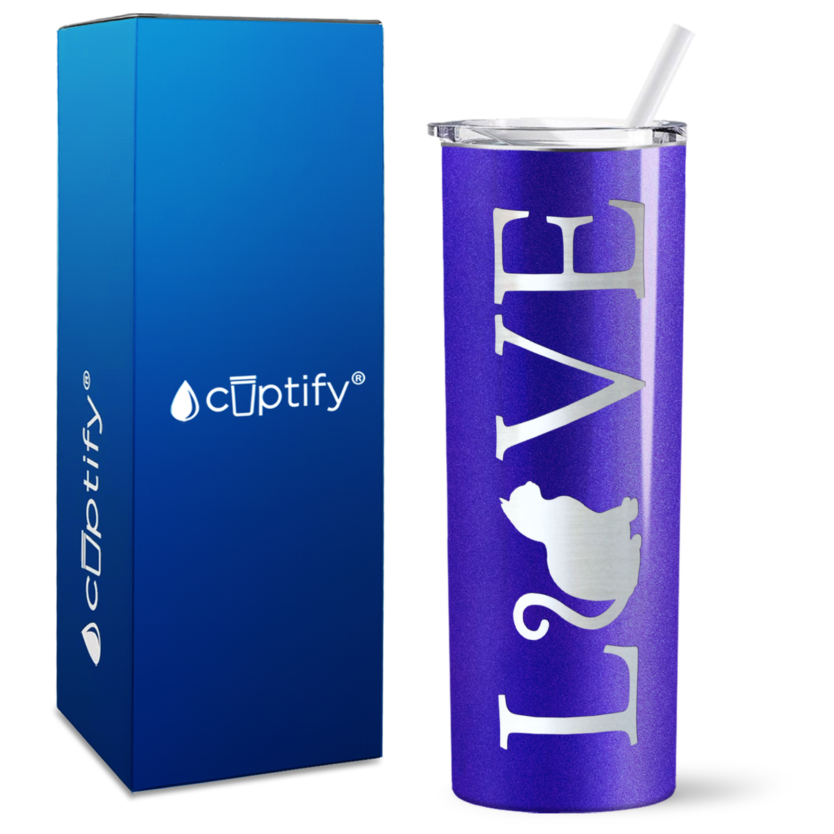 LOVE Cat on 20oz Skinny Tumbler