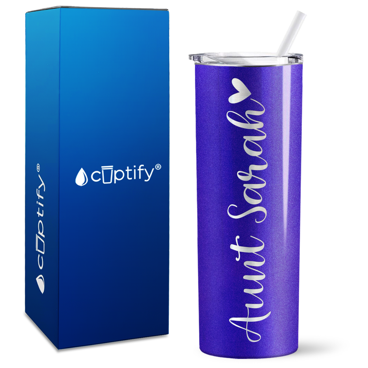 Personalized Aunt with Heart 20oz Skinny Tumbler