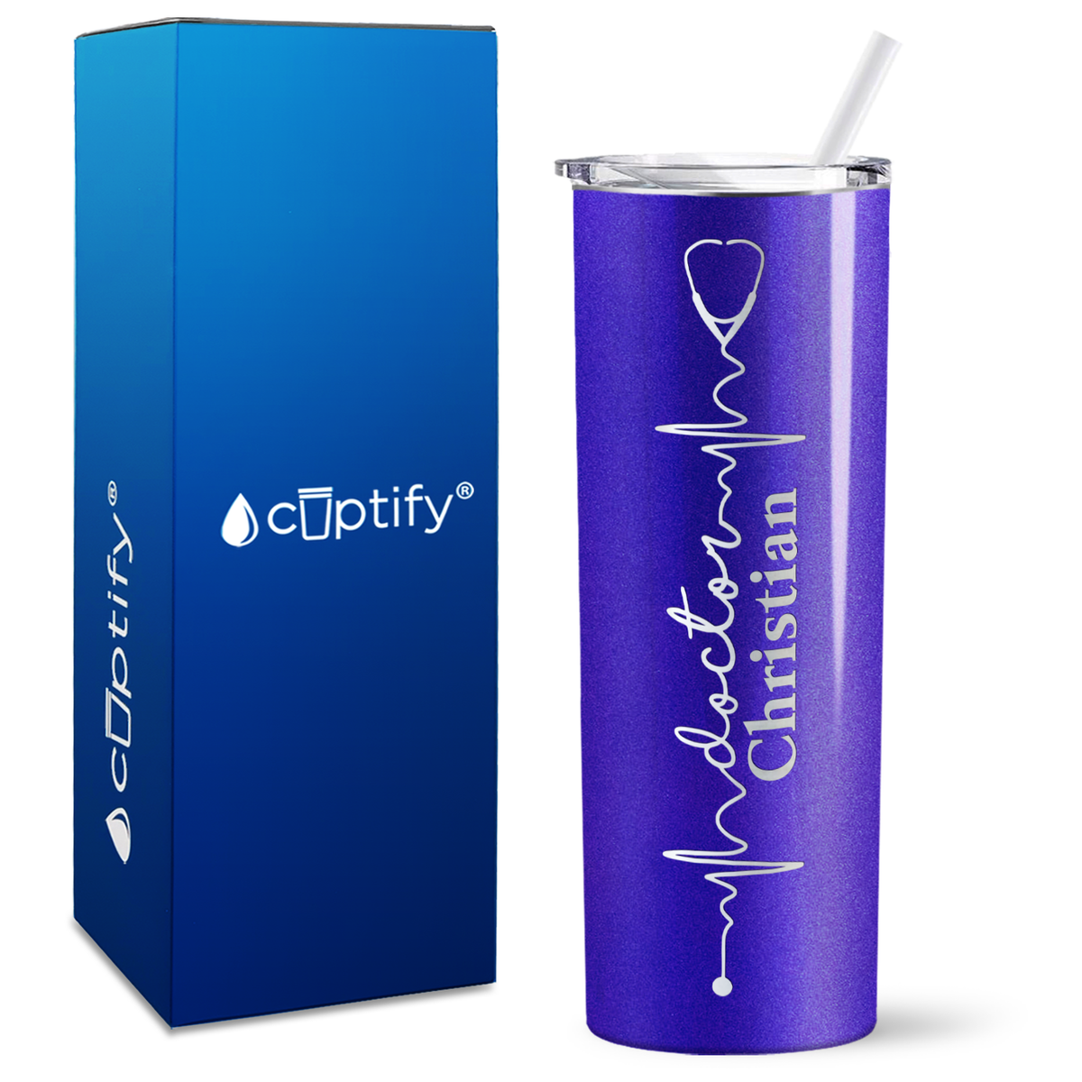 Personalized Doctor Heartbeat on 20oz Skinny Tumbler