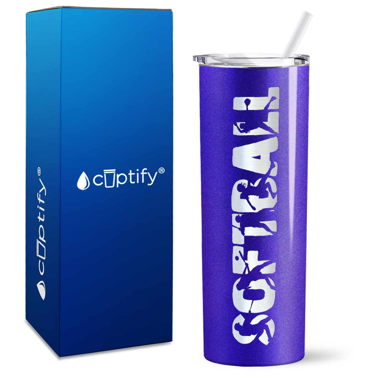 Softball Players on 20oz Skinny Tumbler