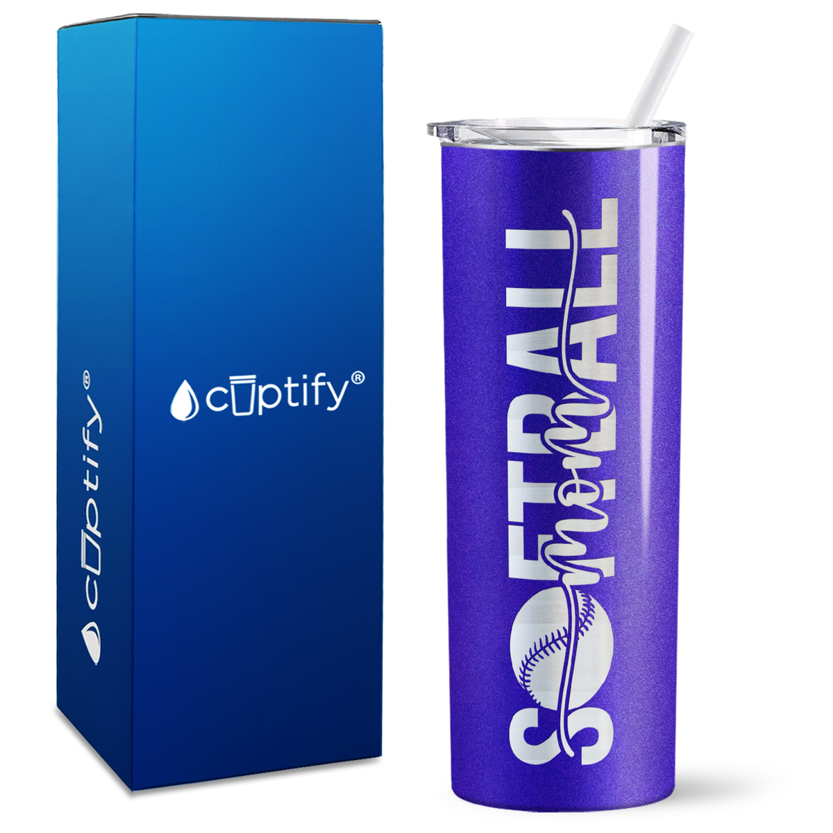 Softball Mom Swish on 20oz Skinny Tumbler