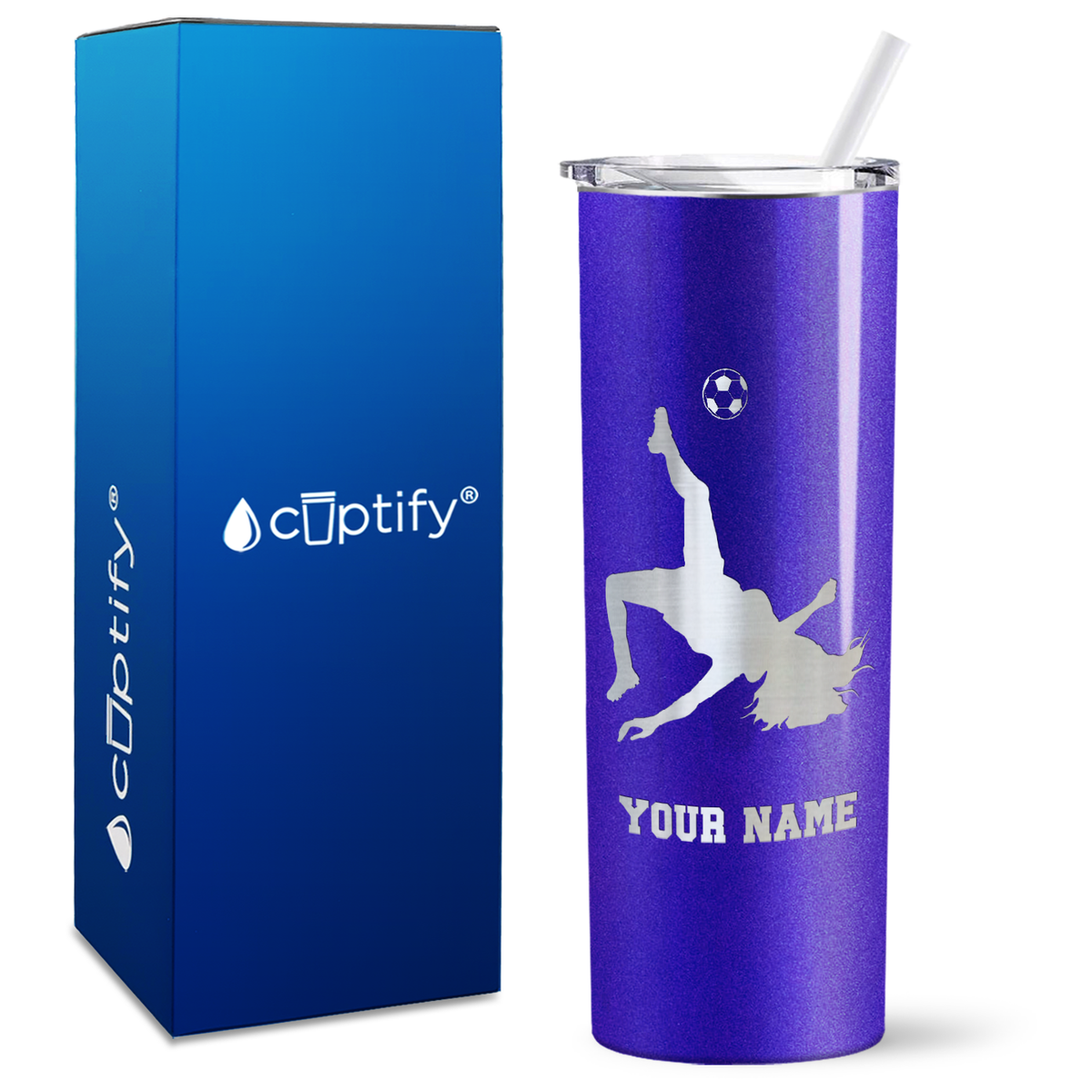 Personalized Soccer Player Female on 20oz Skinny Tumbler