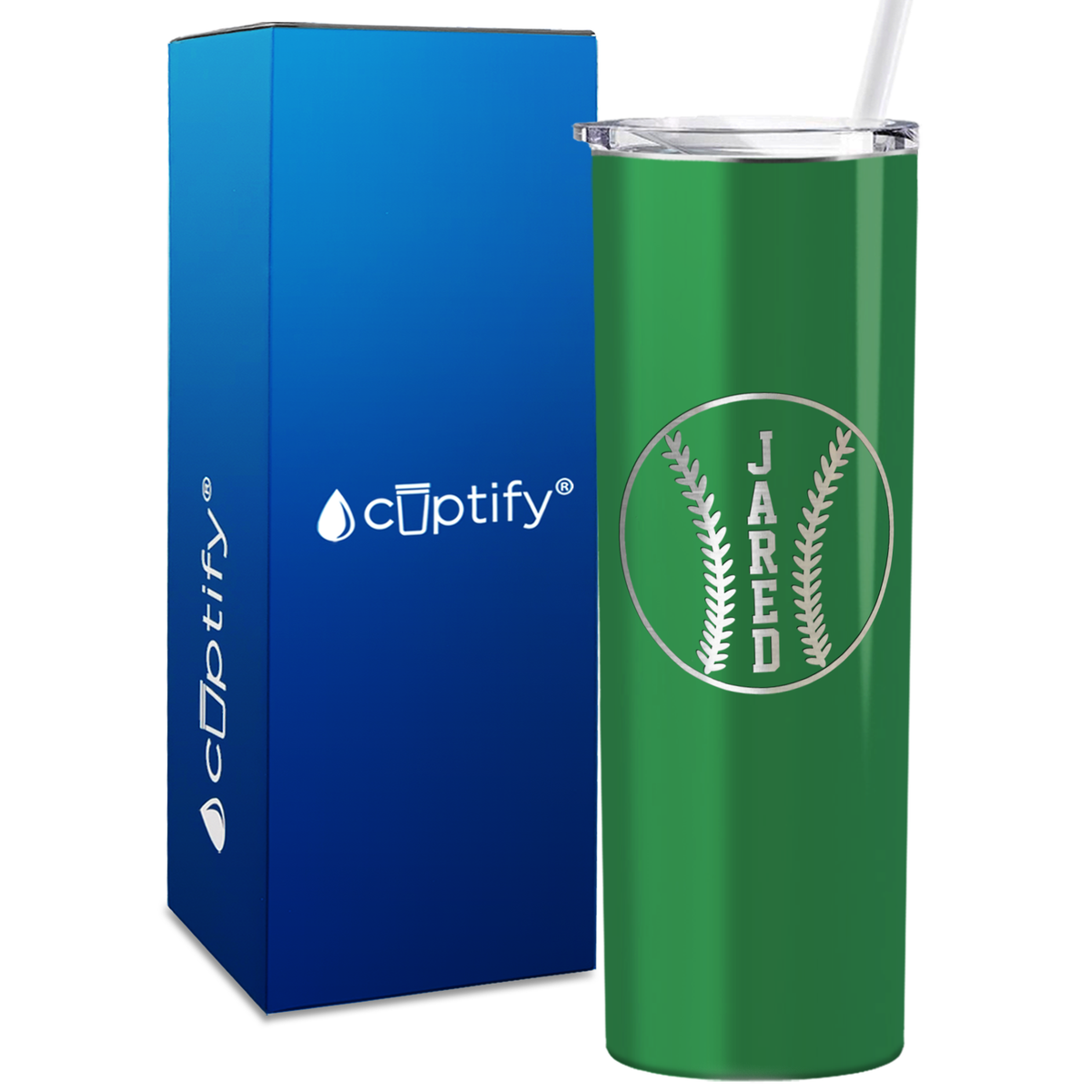 Red Baseball Personalized Design 20oz Skinny Tumbler
