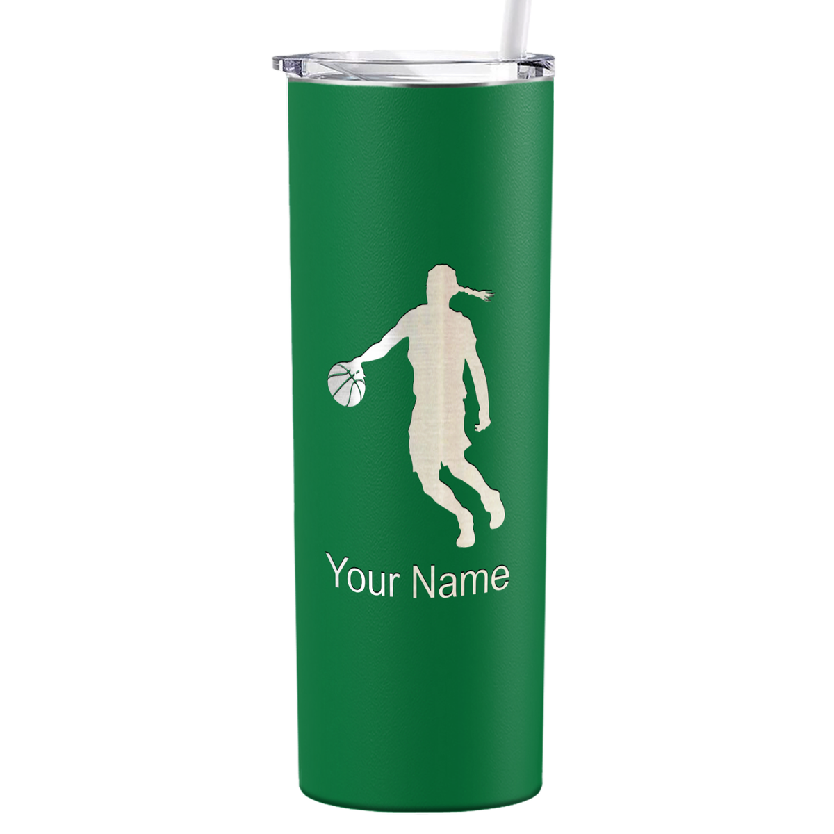 Personalized Basketball Girl Player Silhouette on 20oz Skinny Tumbler