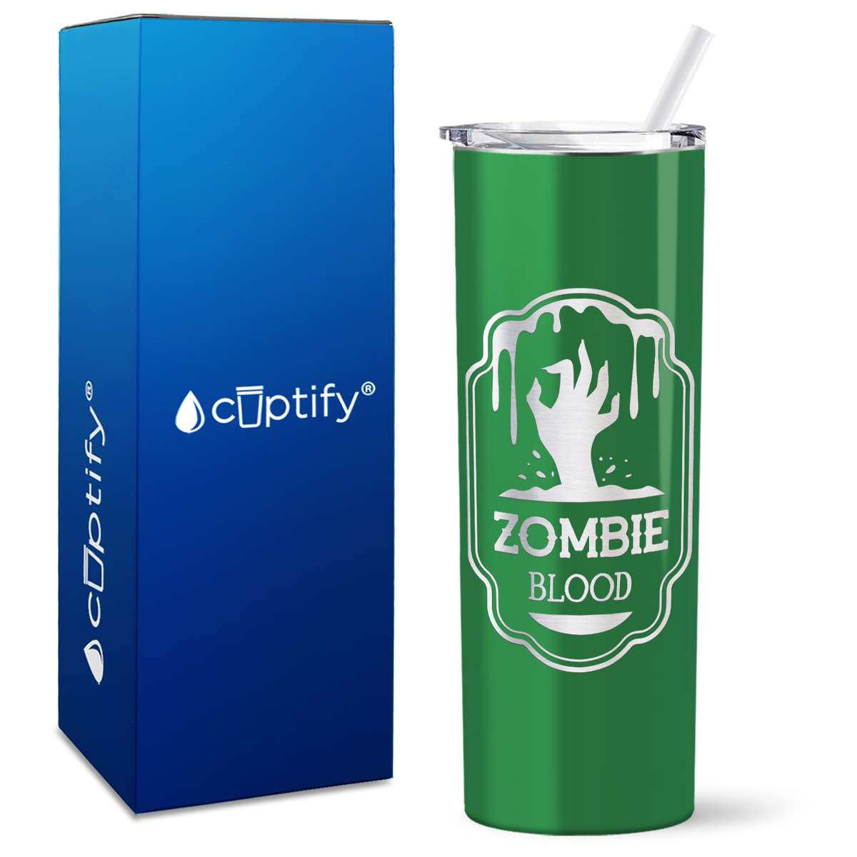 Zombie Blood on Green 20oz Halloween Skinny Tumbler