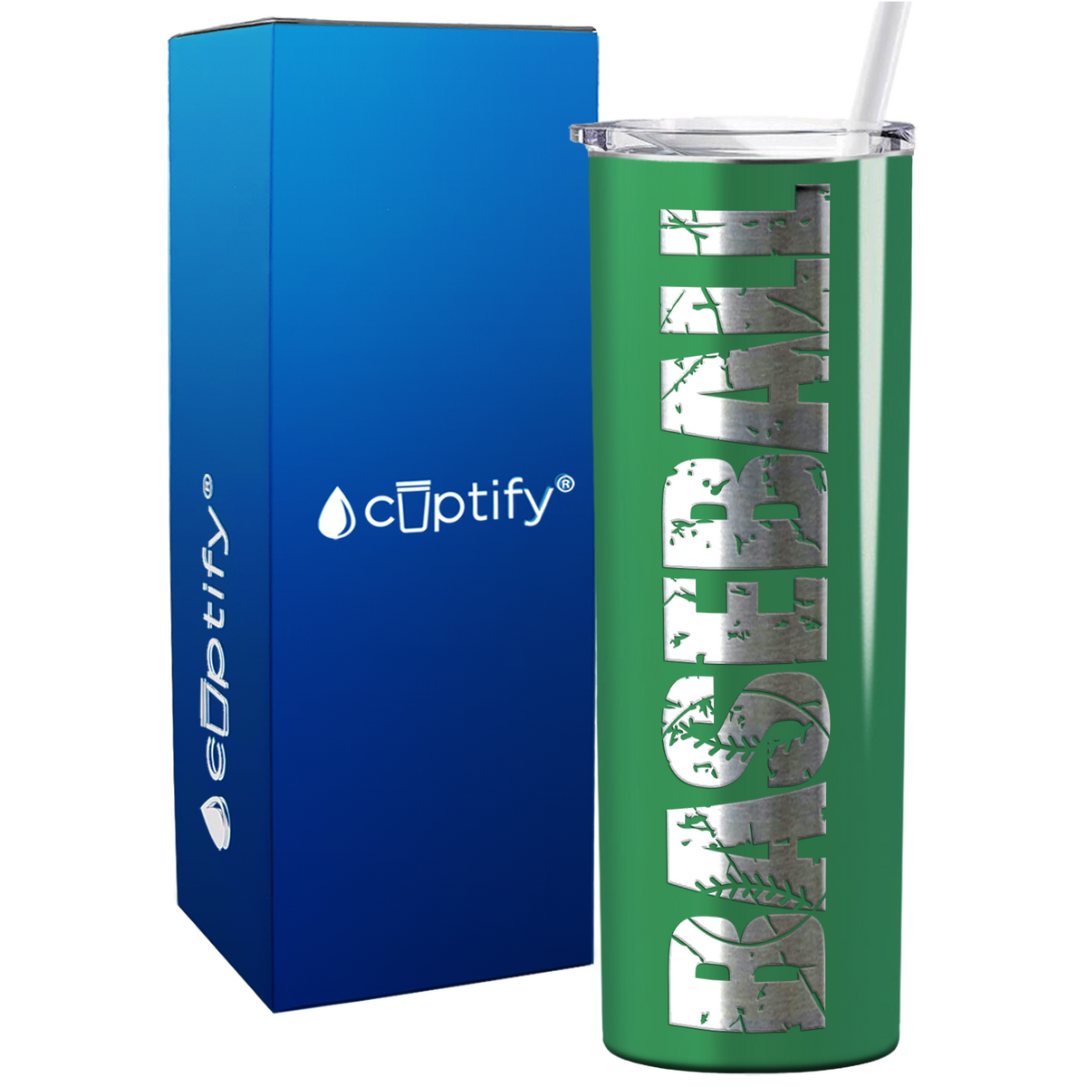 Baseball on 20oz Skinny Stainless Steel Tumbler