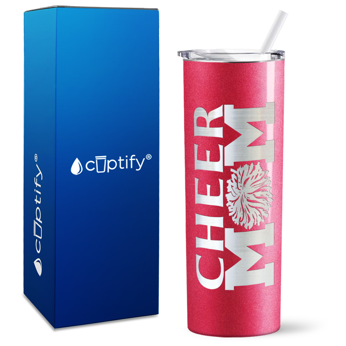 Cheer Mom Pom Pom on 20oz Skinny Tumbler