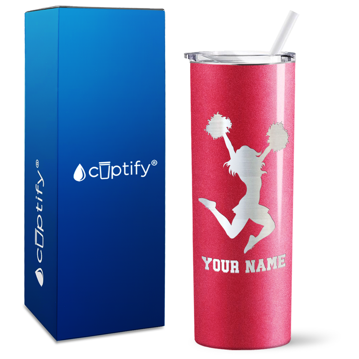 Personalized Cheerleader Silhouette on 20oz Skinny Tumbler