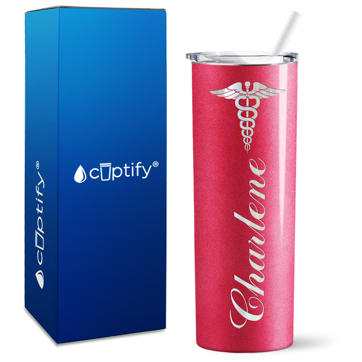 Personalized Caduceus Nurse on Skinny Tumbler