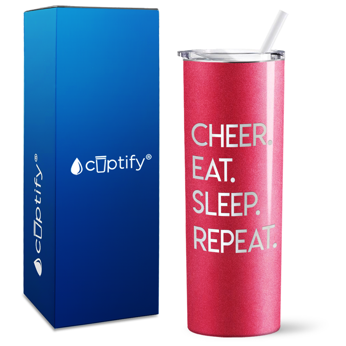 Cheer Eat Sleep Repeat on 20oz Skinny Tumbler