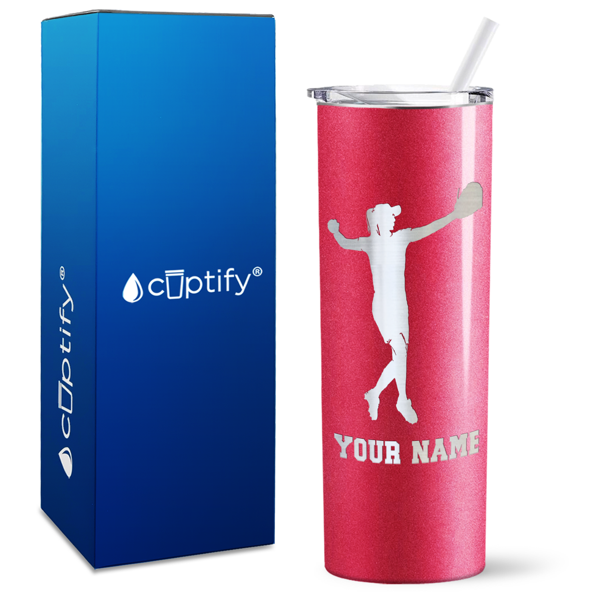 Personalized Softball Player on 20oz Skinny Tumbler