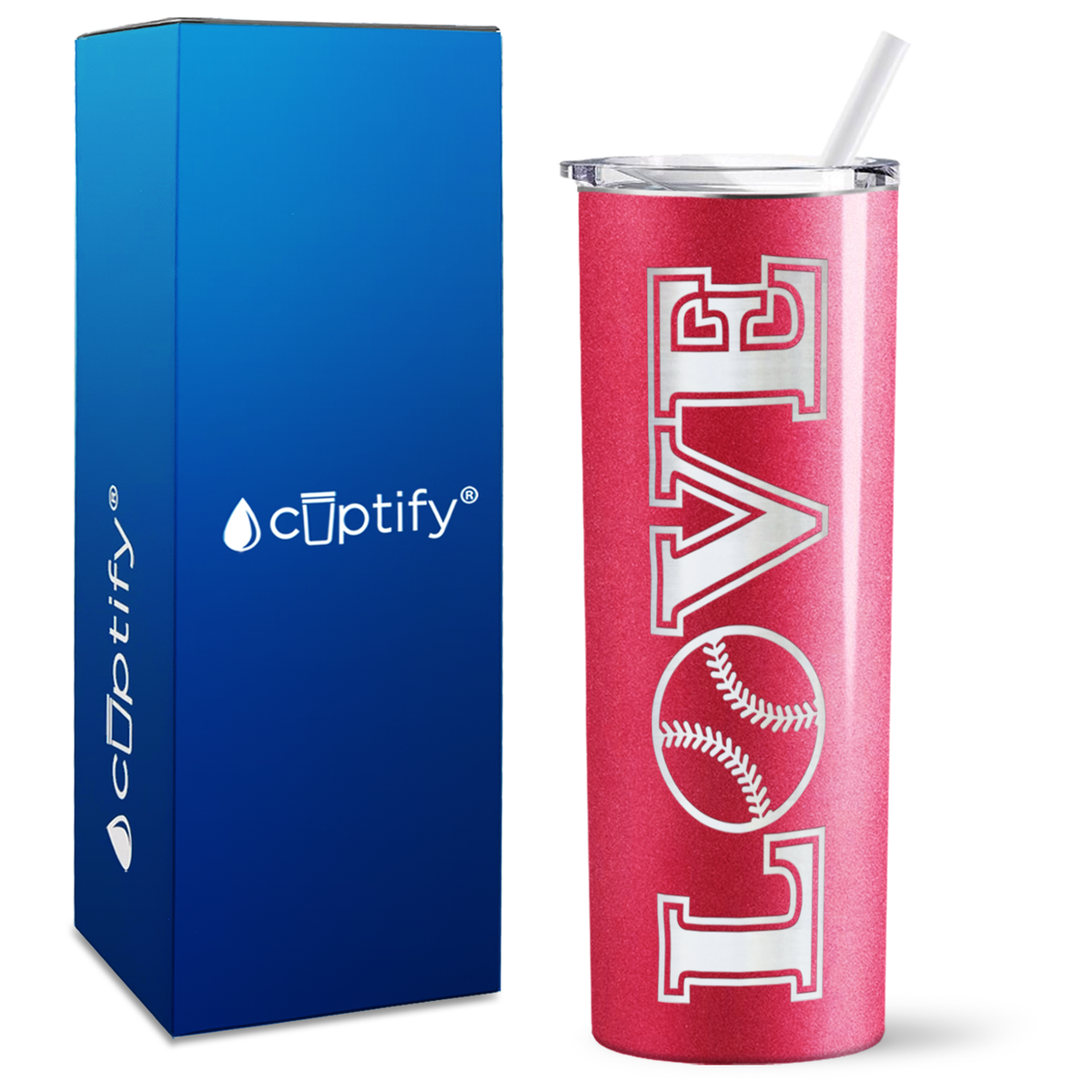 LOVE Softball on 20oz Skinny Tumbler