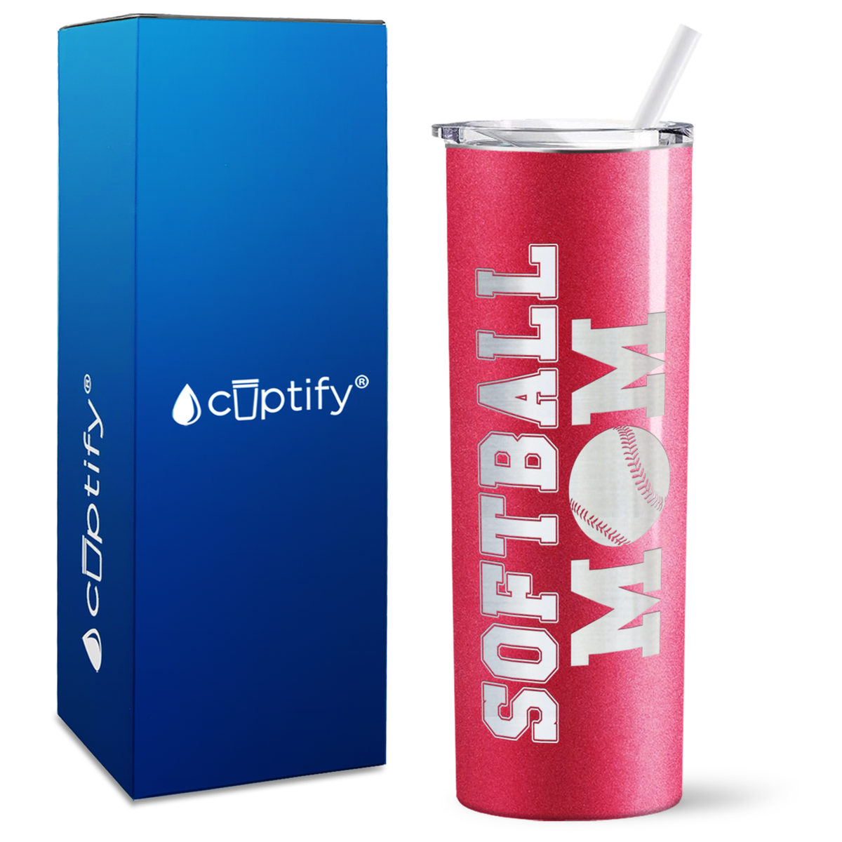 Softball Mom on 20oz Skinny Tumbler