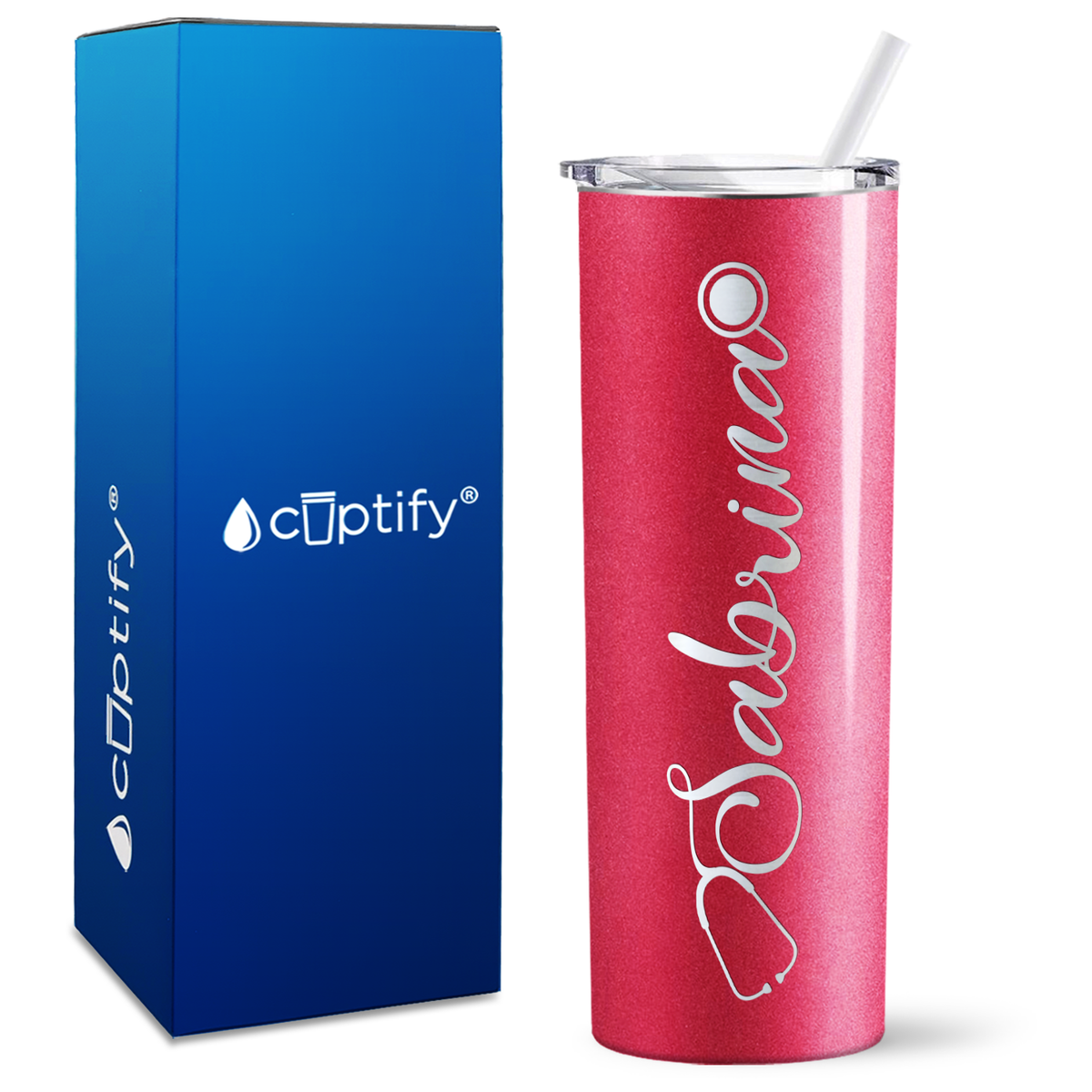 Personalized Curled Nurse Stethoscope on Skinny Tumbler