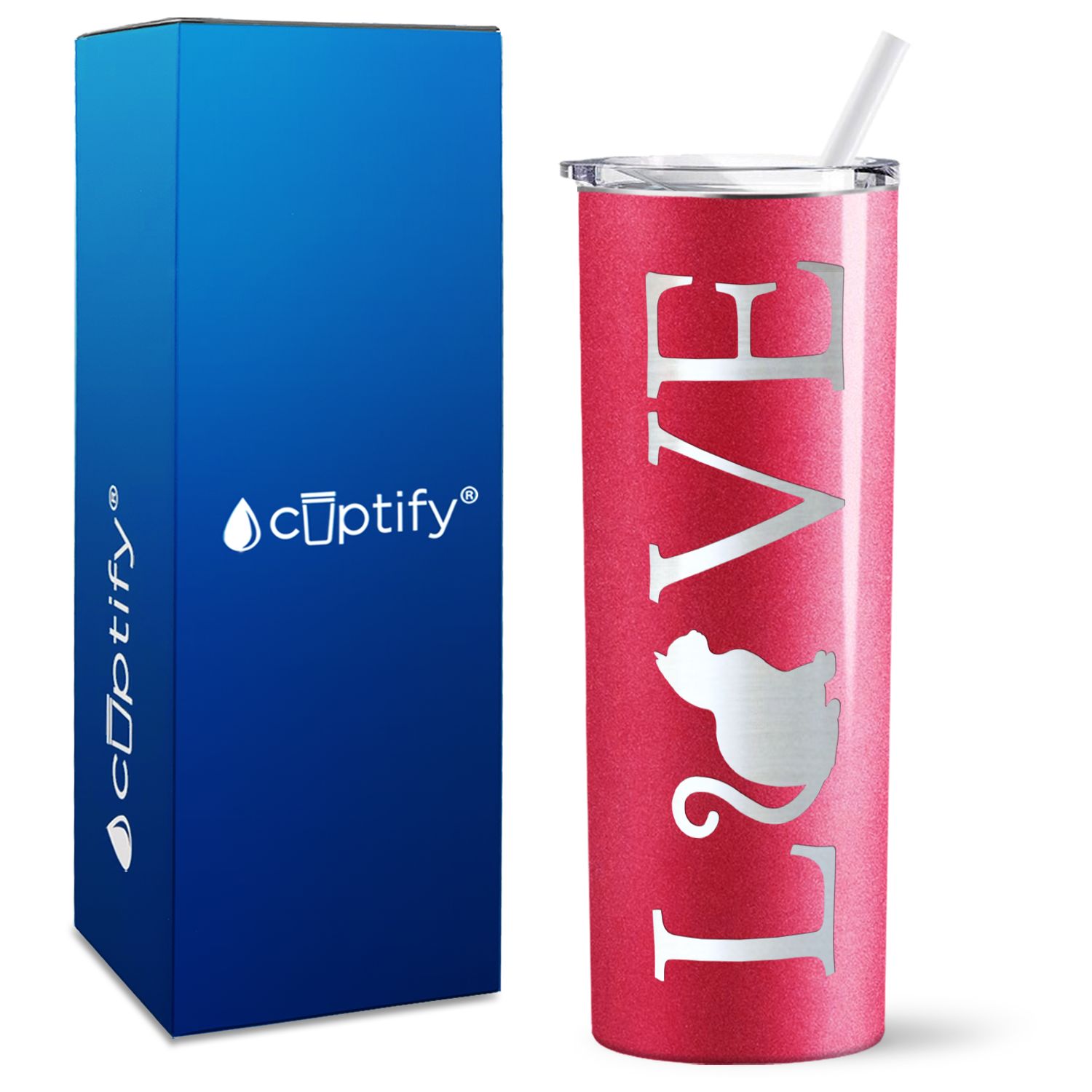LOVE Cat on 20oz Skinny Tumbler