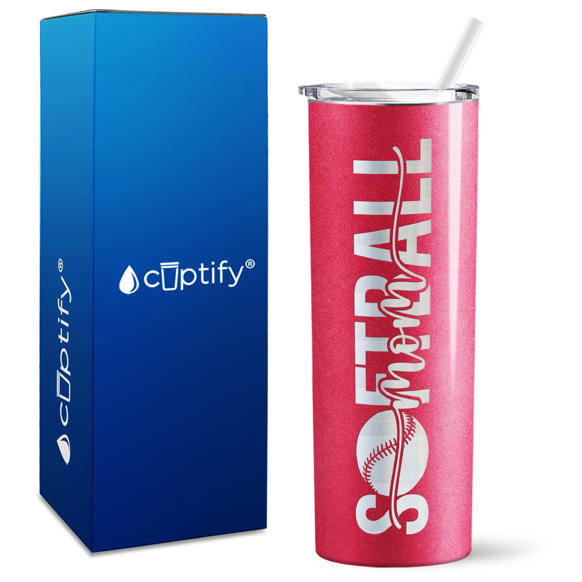 Softball Mom Swish on 20oz Skinny Tumbler