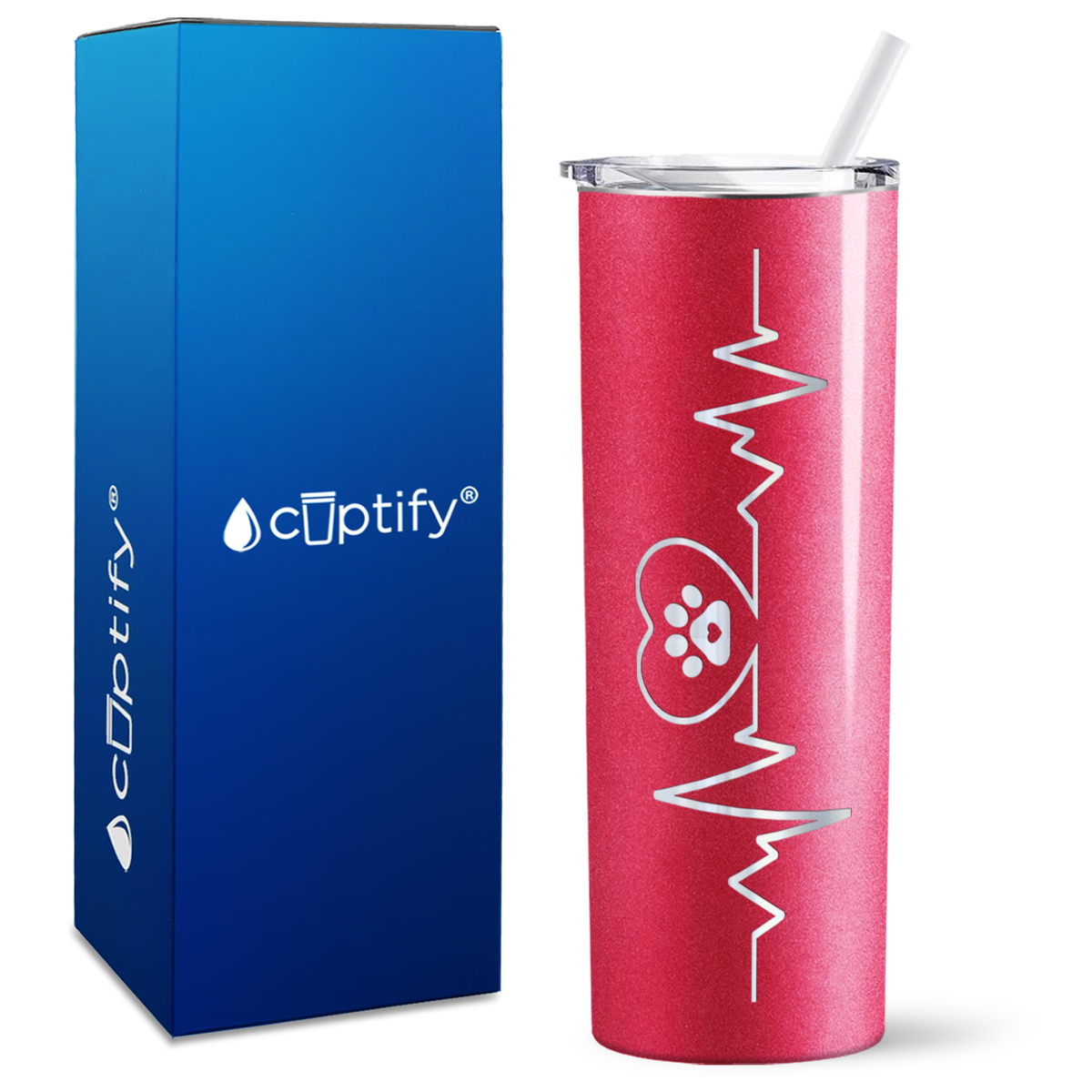 Love Dogs Heartbeat on 20oz Skinny Tumbler