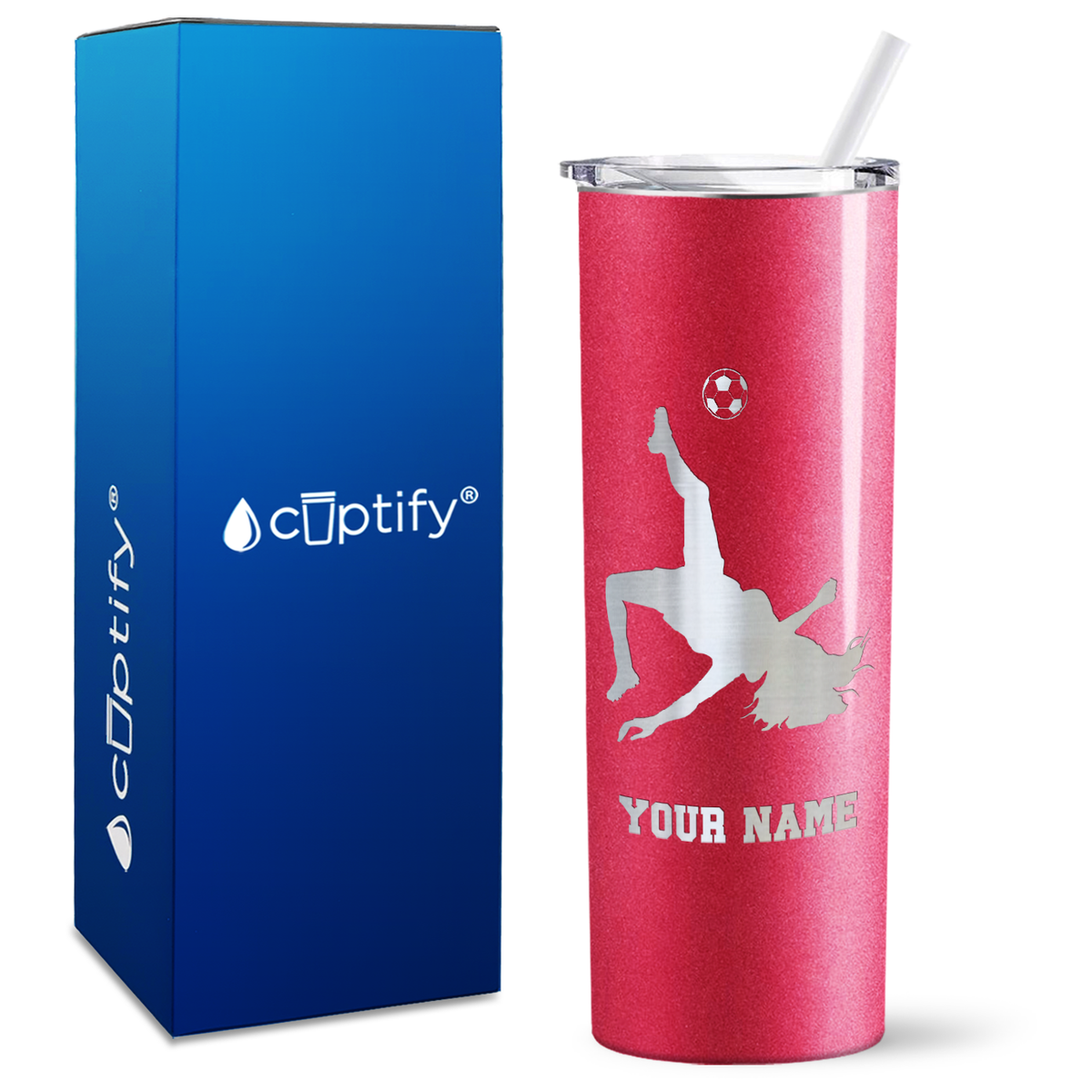 Personalized Soccer Player Female on 20oz Skinny Tumbler
