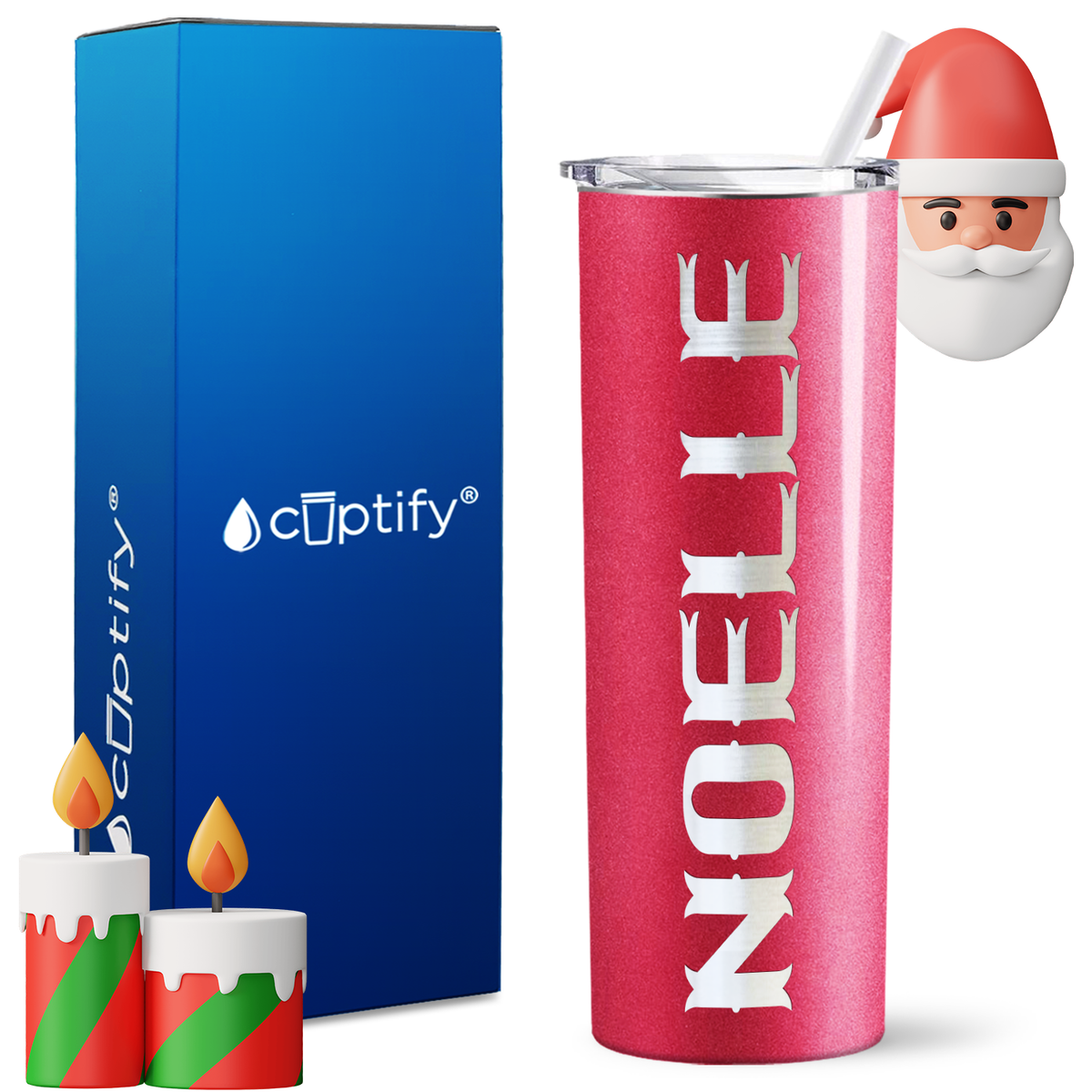 Personalized Claus Style on 20oz Skinny Christmas Tumbler