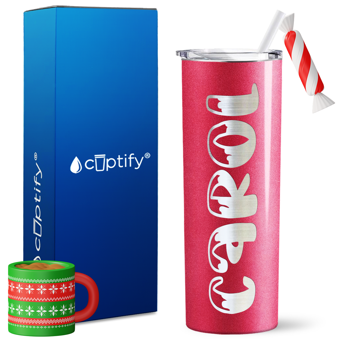Personalized Frosty Style on 20oz Skinny Christmas Tumbler