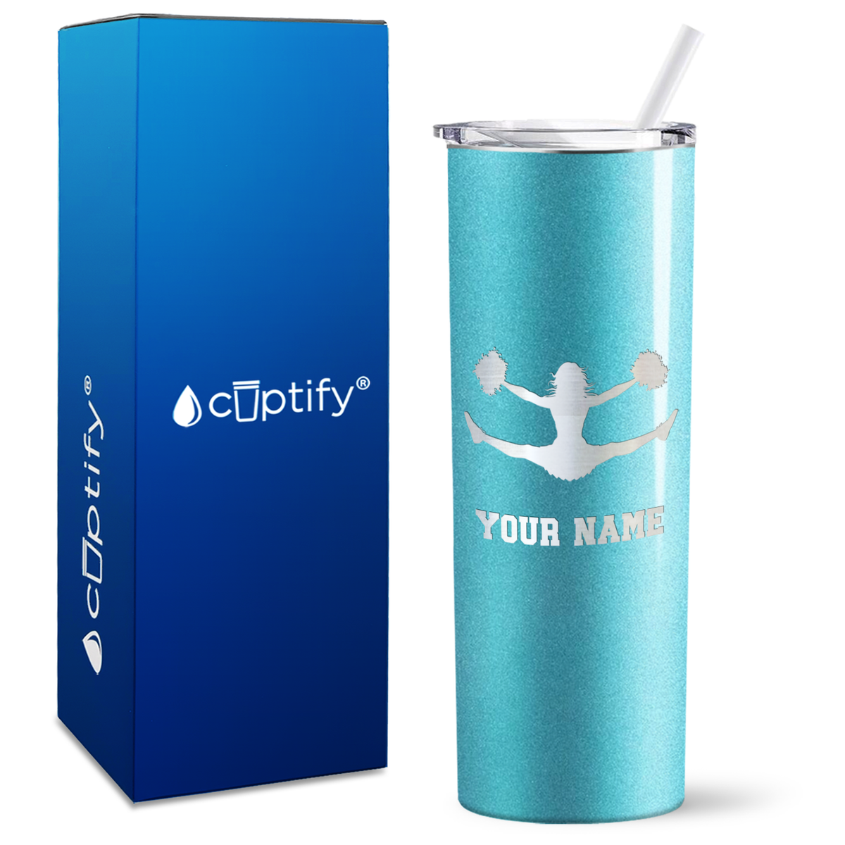 Personalized Cheerleader Flyer on 20oz Skinny Tumbler