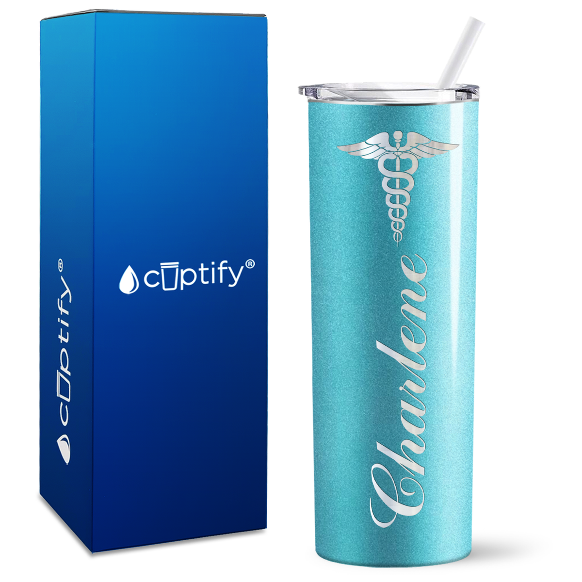 Personalized Caduceus Nurse on Skinny Tumbler