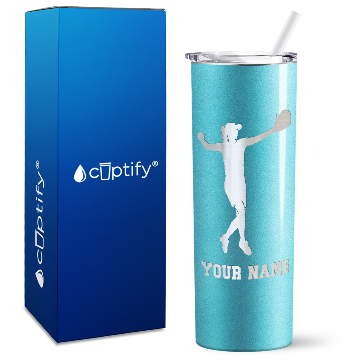 Personalized Softball Player on 20oz Skinny Tumbler