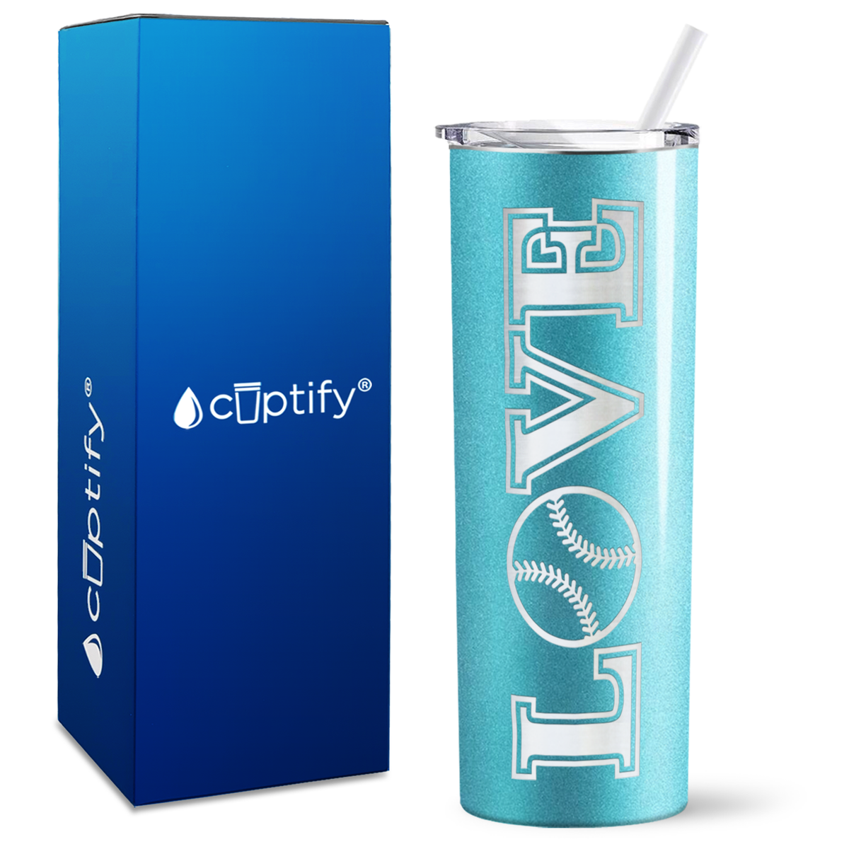 LOVE Softball on 20oz Skinny Tumbler