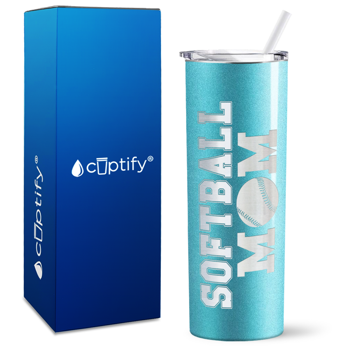 Softball Mom on 20oz Skinny Tumbler