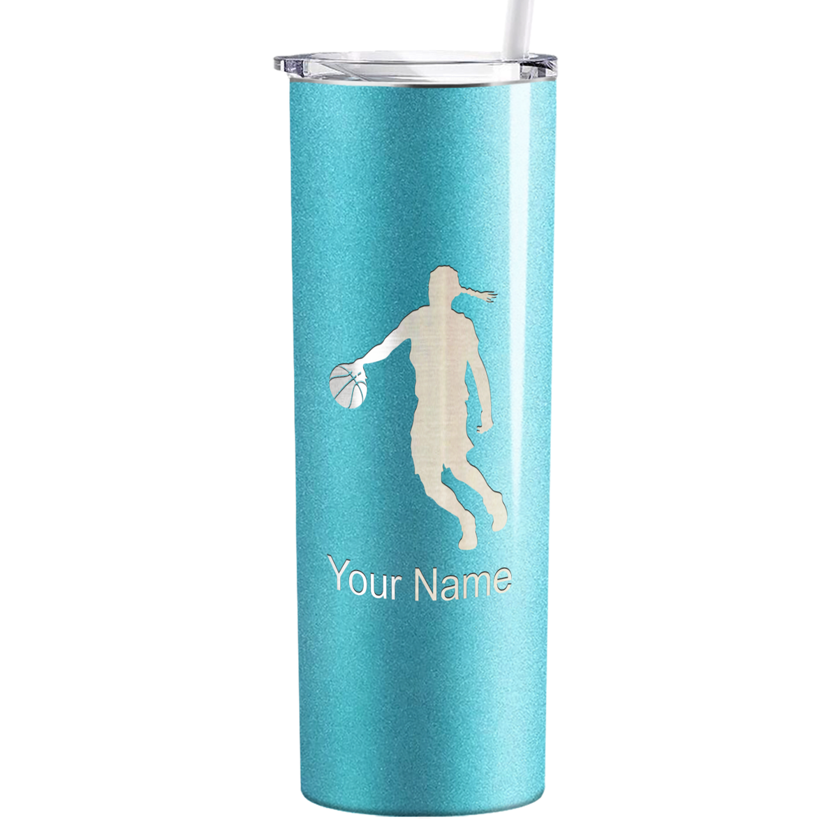 Personalized Basketball Girl Player Silhouette on 20oz Skinny Tumbler