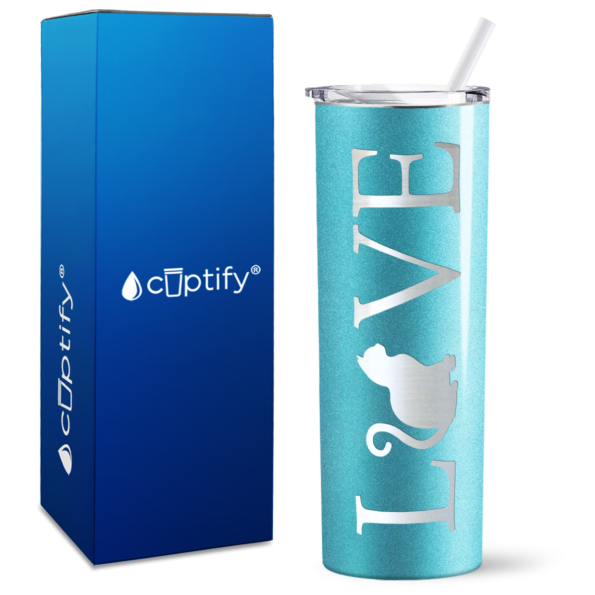 LOVE Cat on 20oz Skinny Tumbler