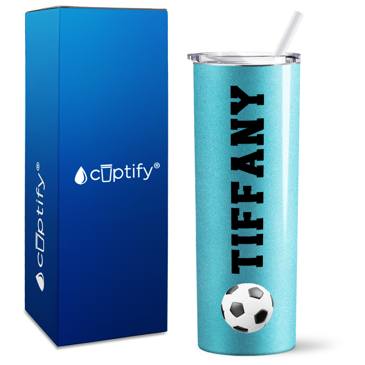 Personalized Soccer Ball on 20oz Skinny Tumbler