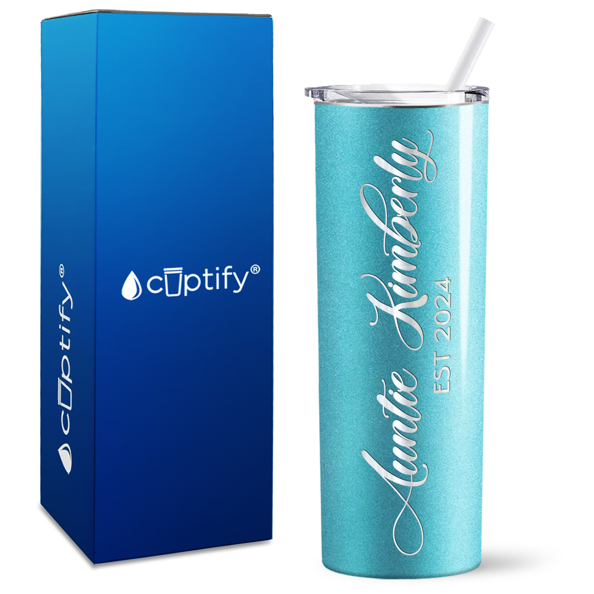 Personalized Auntie Established 20oz Skinny Tumbler