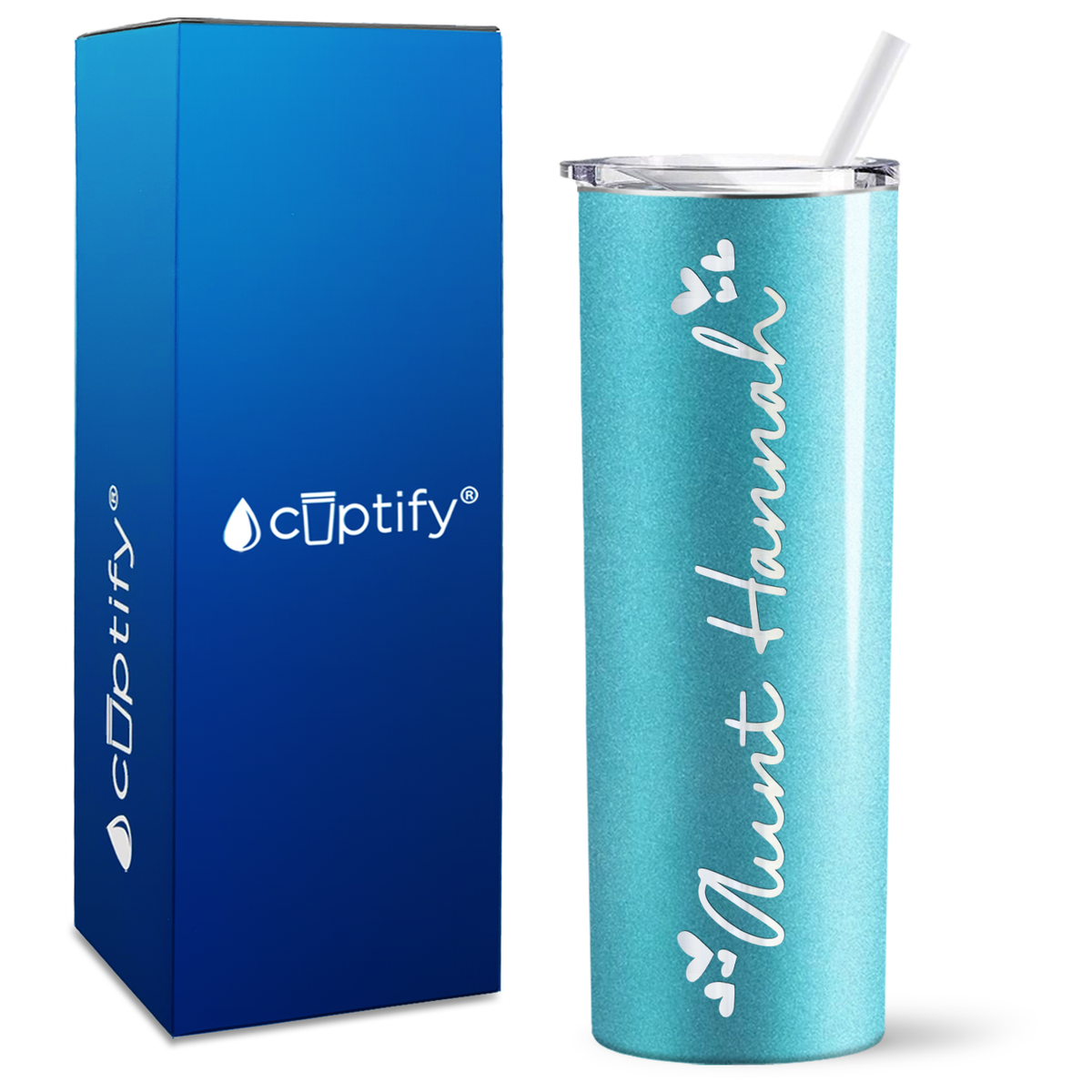 Personalized Aunt Hearts 20oz Skinny Tumbler