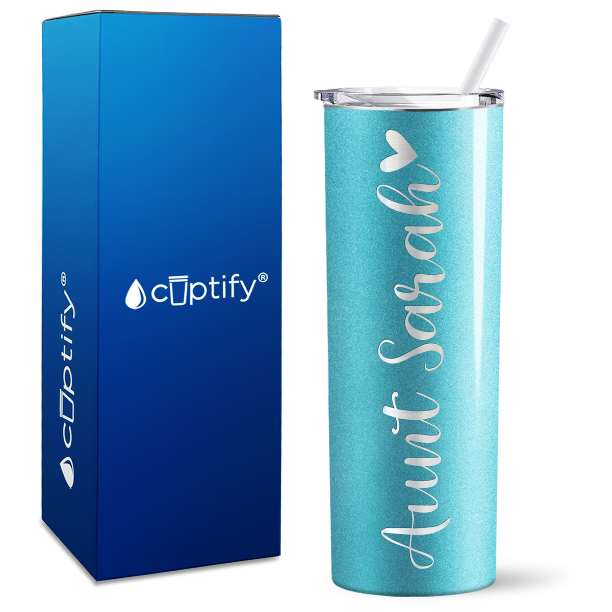 Personalized Aunt with Heart 20oz Skinny Tumbler