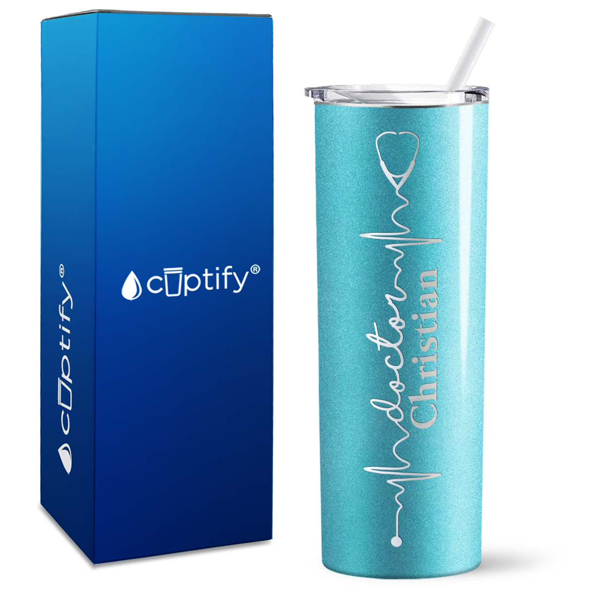 Personalized Doctor Heartbeat on 20oz Skinny Tumbler