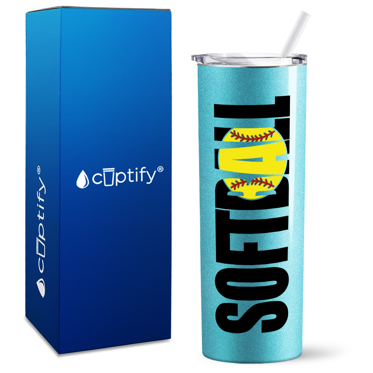 Softball Yellow on 20oz Skinny Tumbler