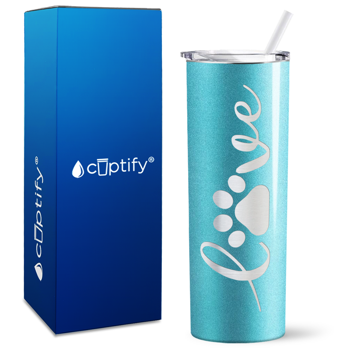 Curly Love Dog Paw on 20oz Skinny Tumbler