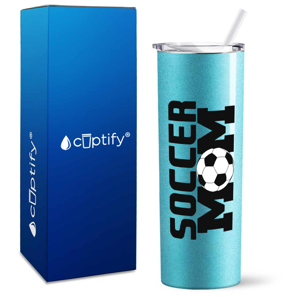 Soccer Ball Mom on 20oz Skinny Tumbler