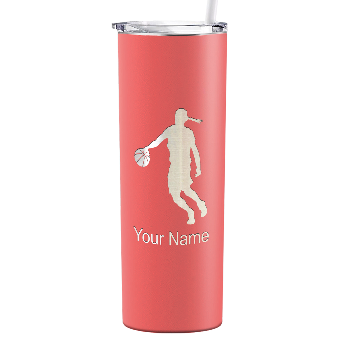 Personalized Basketball Girl Player Silhouette on 20oz Skinny Tumbler