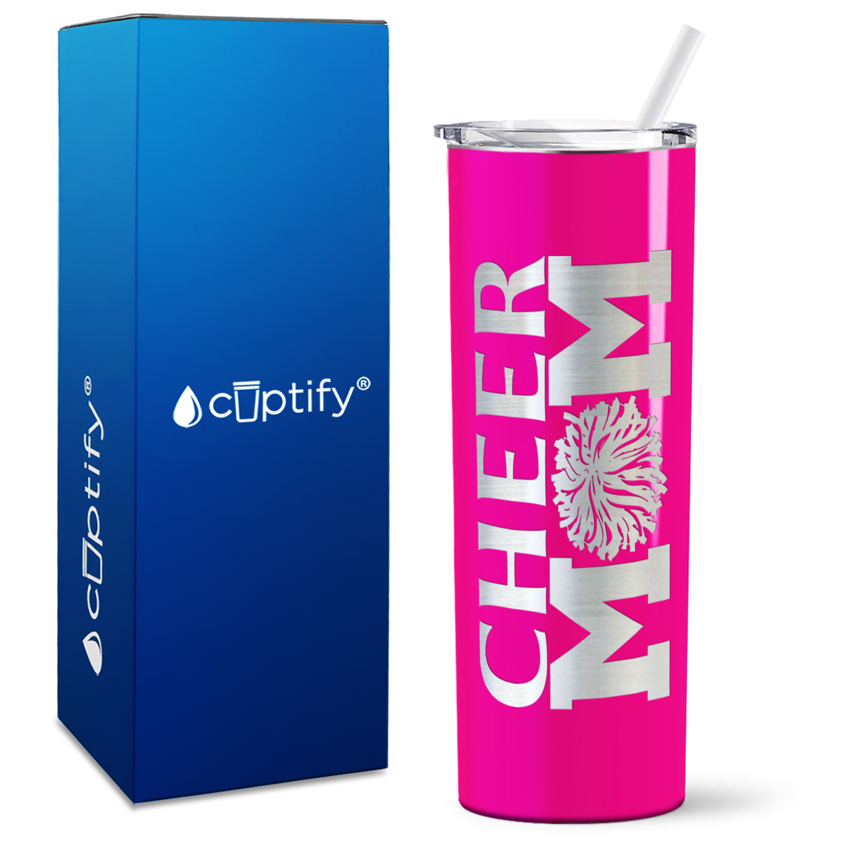 Cheer Mom Pom Pom on 20oz Skinny Tumbler