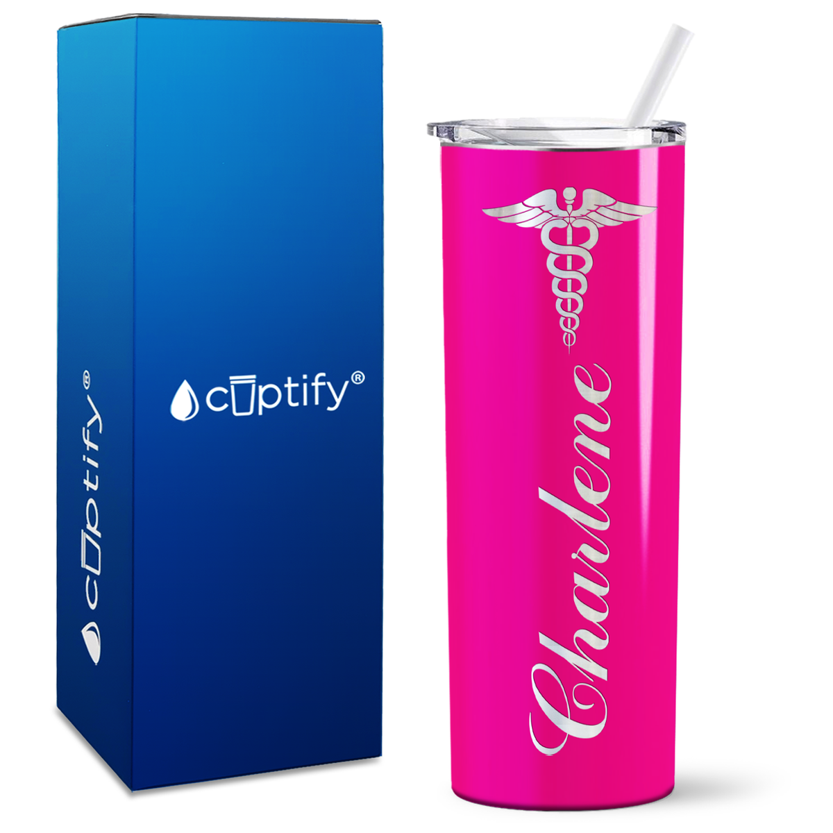 Personalized Caduceus Nurse on Skinny Tumbler