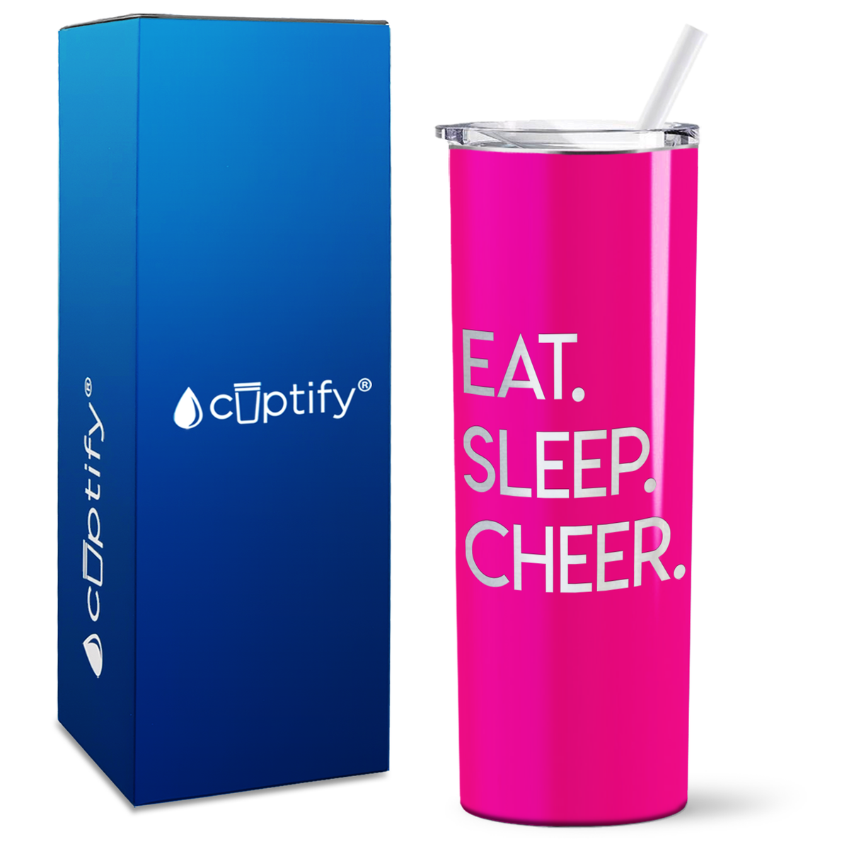 Eat Sleep Cheer on 20oz Skinny Tumbler