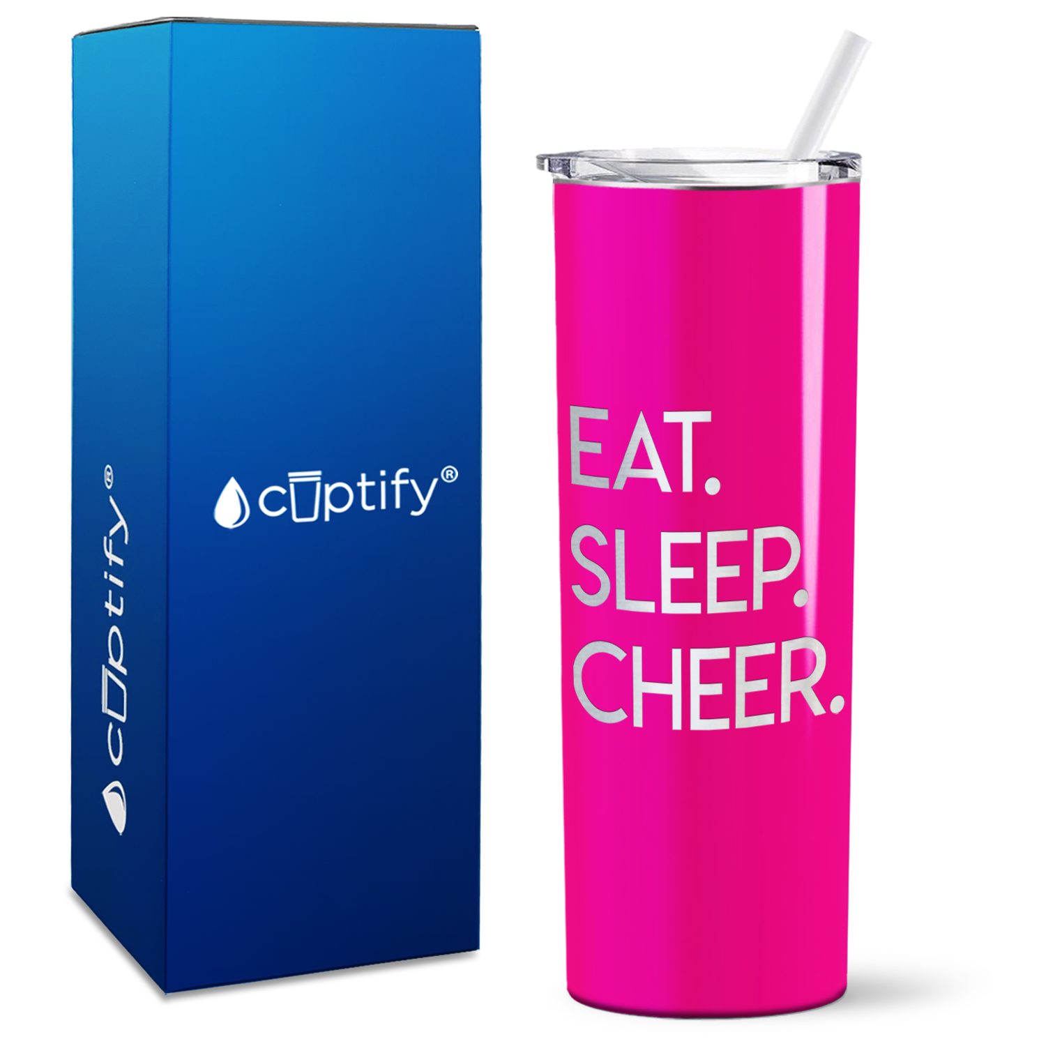 Eat Sleep Cheer on 20oz Skinny Tumbler