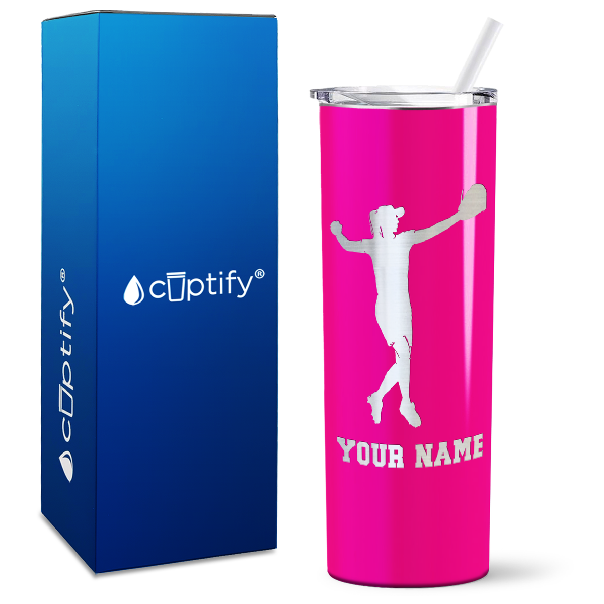 Personalized Softball Player on 20oz Skinny Tumbler